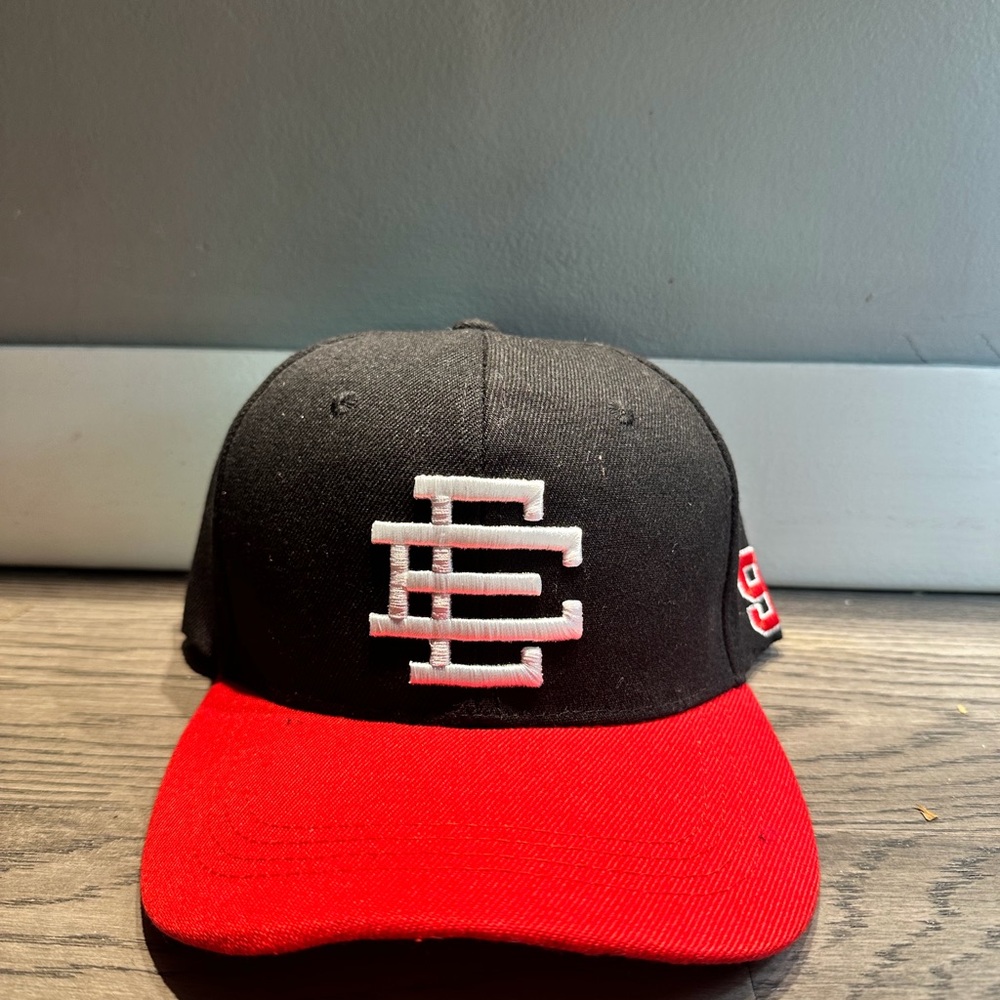 Eric Emanuel Black and Red Baseball Cap with Logo